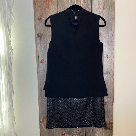 Hoss Intropia Anthropologie Black Mod Shift Dress With Sequin Bottom Sz 36/ 4 - Picture 6 of 12